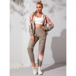 Sports jacket with color block, zipper & sports pants