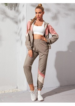 Sports jacket with color block, zipper & sports pants