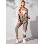 Sports jacket with color block, zipper & sports pants