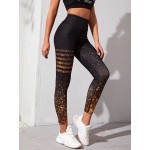 Sports leggings with confetti pattern and wide waist band