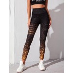 Sports leggings with confetti pattern and wide waist band