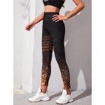 Sports leggings with confetti pattern and wide waist band