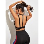 Backless sports bra with stripe detail