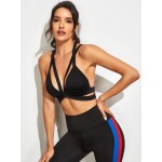 Backless sports bra with stripe detail